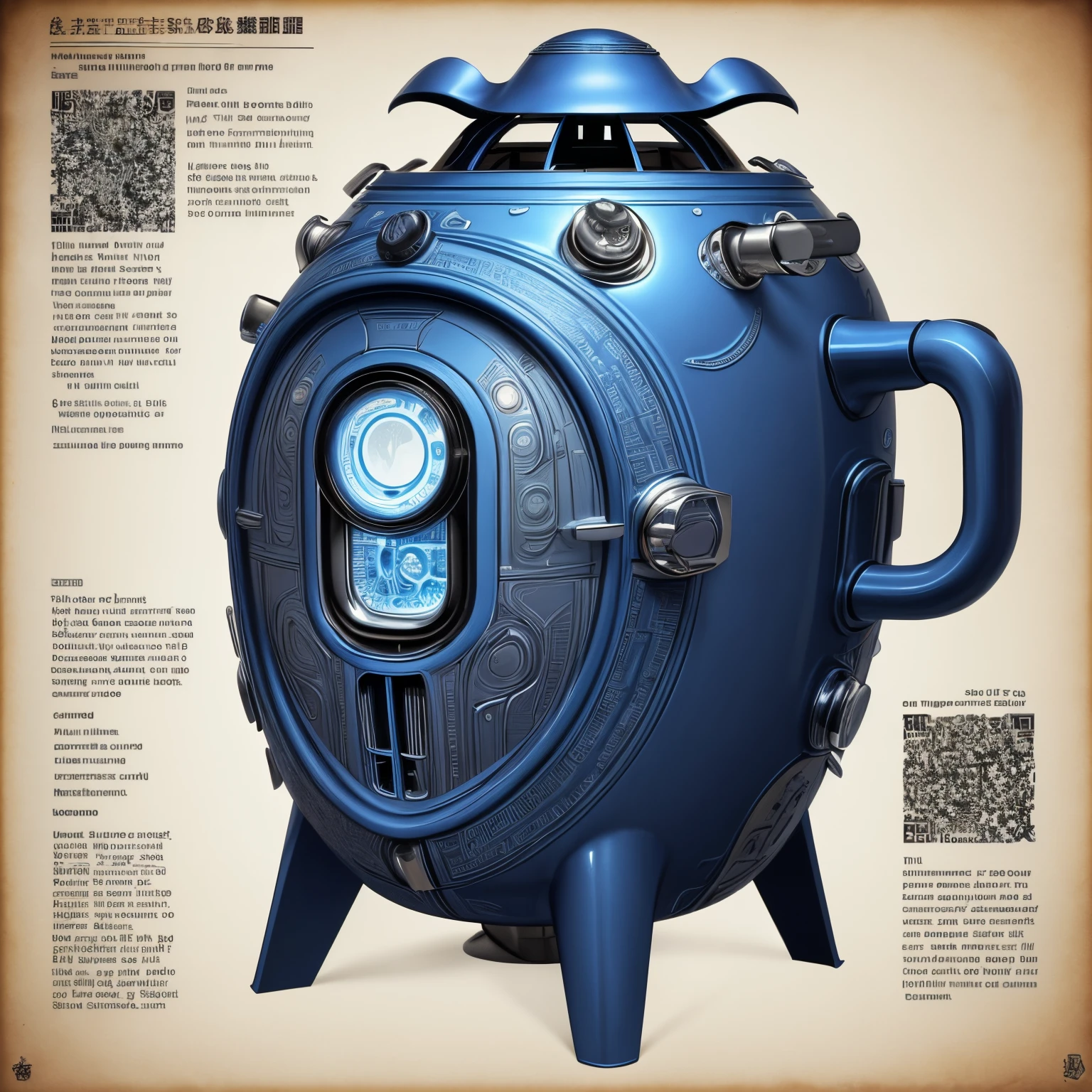 ultra - detailed, Surreal, tmasterpiece:1.2, character  design, concept-art, A highly detailed blueprint of the toaster of the future, Explain all structures, Explain the function of the part, many txt, Scientific analysis inspiration