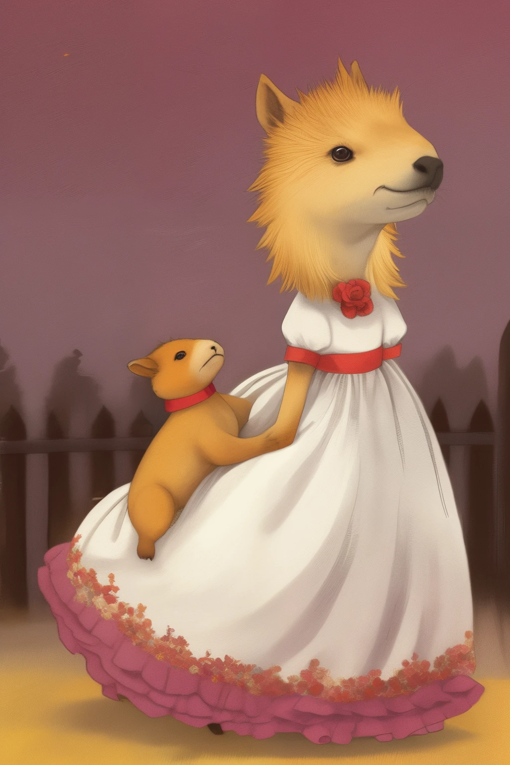 Capybara in a princess dress cartoon