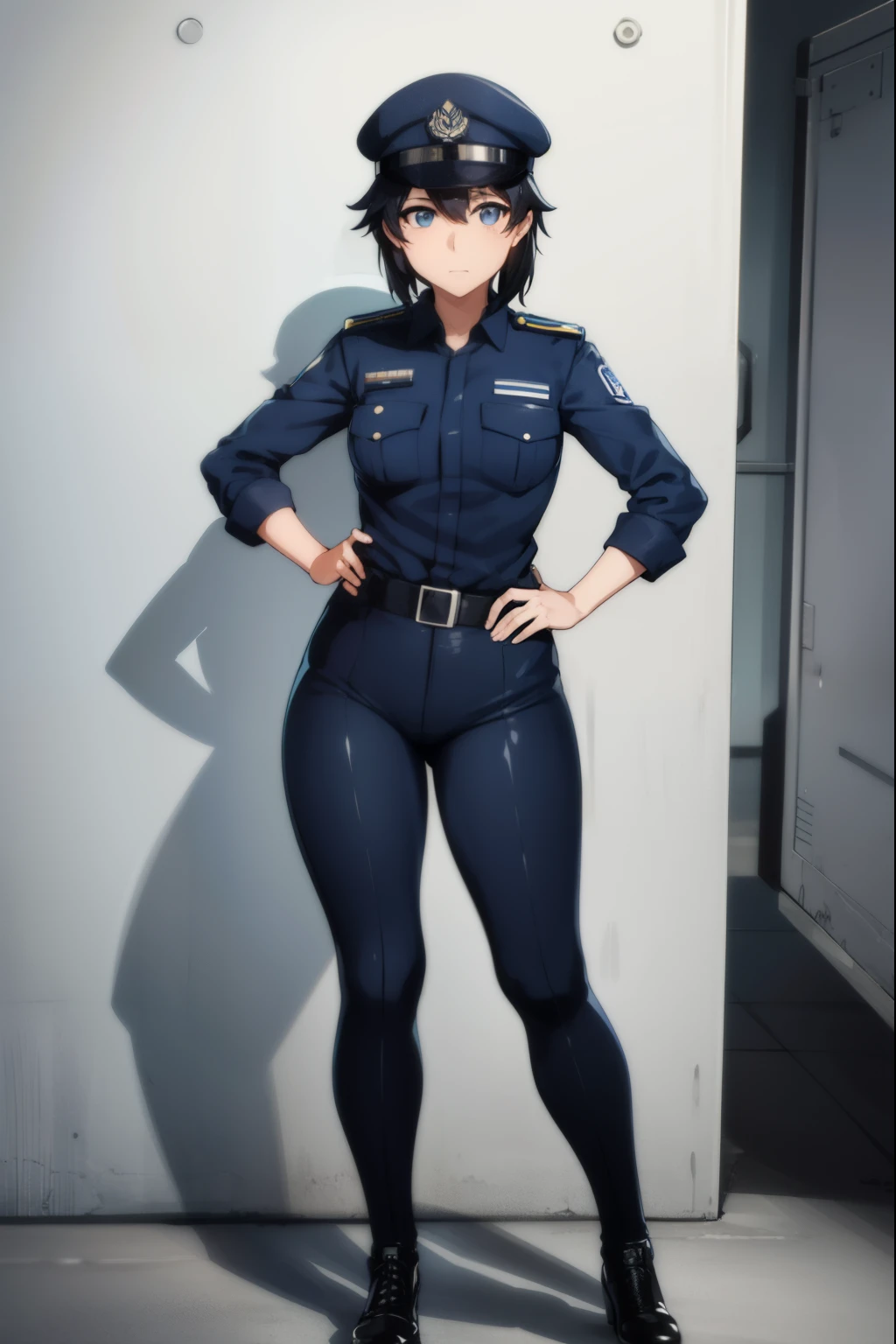 Cute girl, policewoman, wearing police uniform, police, in-depth details, Iraqi police clothing, full body, sexy body, sexy,