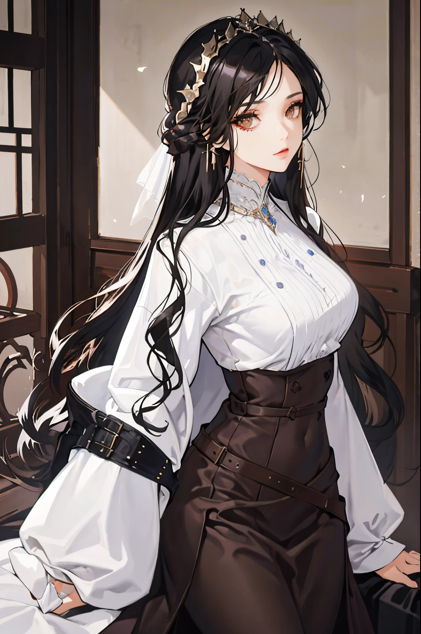 high quality, 最high quality, photo-Realistic, RAW Photos, Realistic, ultra Realistic 8k cg, Very detailed, High resolution, masterpiece, One girl, Long Hair, Black Hair, Iris, spread, Intricate details, Detailed Texture, In detail, Huge breasts, super mini skirt, plump, luxurious ornaments, embroidered maxi dress, super big breasts, super big breasts, slightly saggy breasts