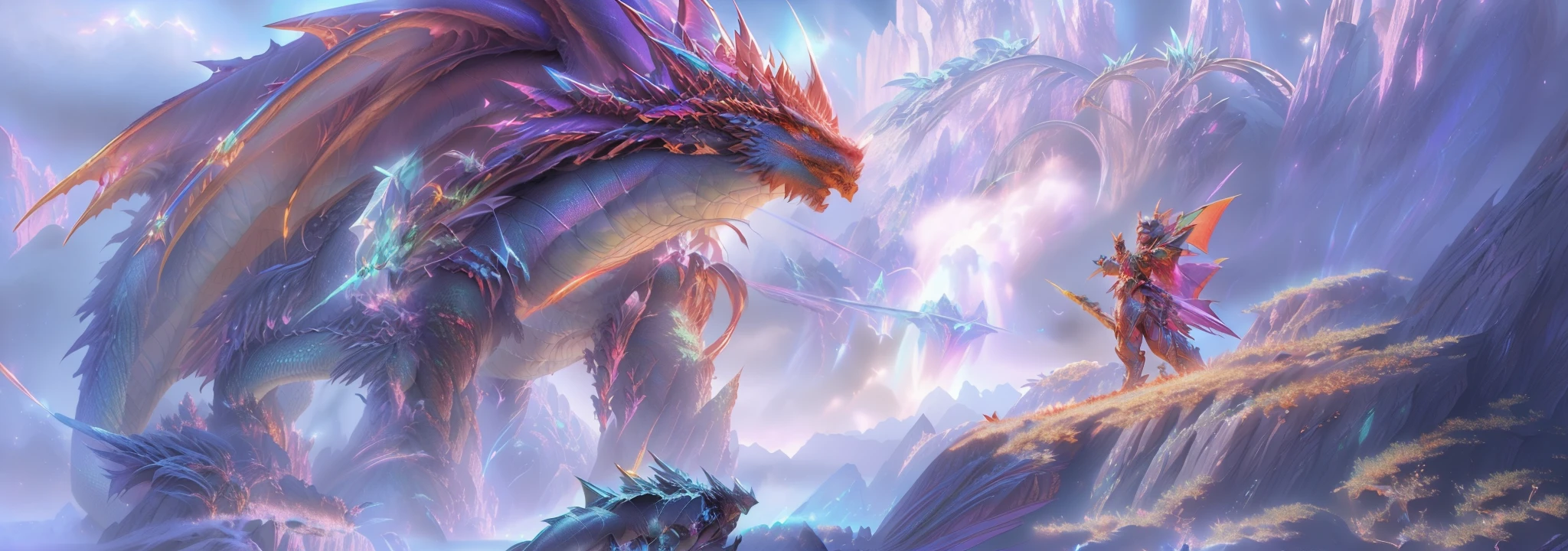 there are two people that are fighting a dragon in the sky, colossal dragon as background, colossal dragon in background, cyborg dragon portrait, detailed digital 2d fantasy art, lightning dragons attack, epic fantasy art style hd, epic fantasty card game art, detailed game art illustration, detailed fantasy digital art, epic fantasy digital art style, epic fantasy art style, epic dragon