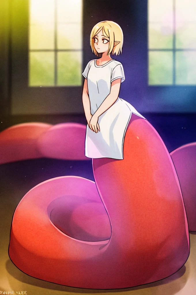 1girl, lamia, scales, white shirt, full body, Original Character, Volumetric Lighting, Best Shadows, Shallow Depth of Field, Stunningly Beautiful Girl, Petite, Delicate Beautiful Attractive Face