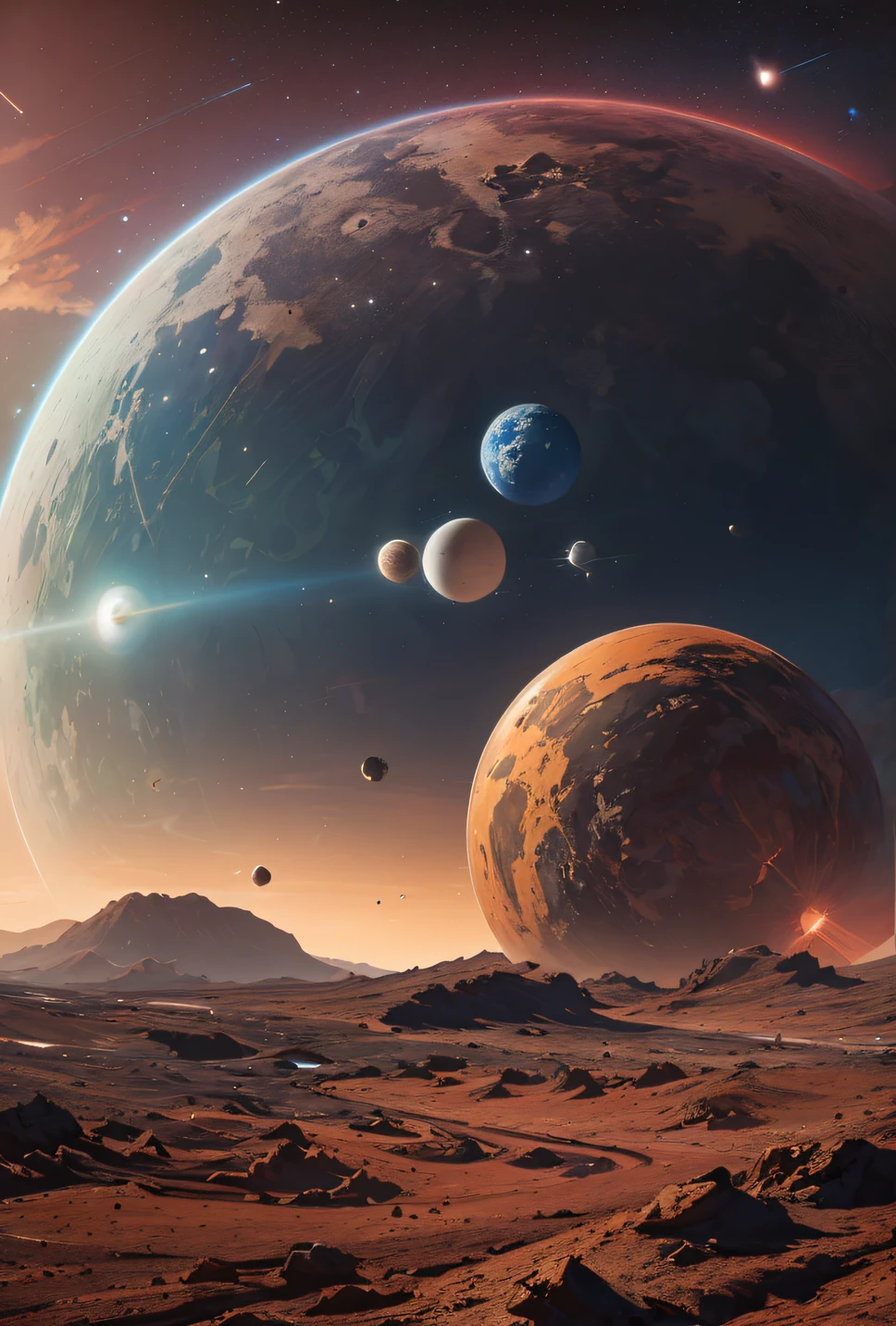 Best quality at best, main part, 超高分辨率, (realism photography:1.4), ultra-realistic realism, similar to dream,fusionart, Outer space near the solar system, Dirty