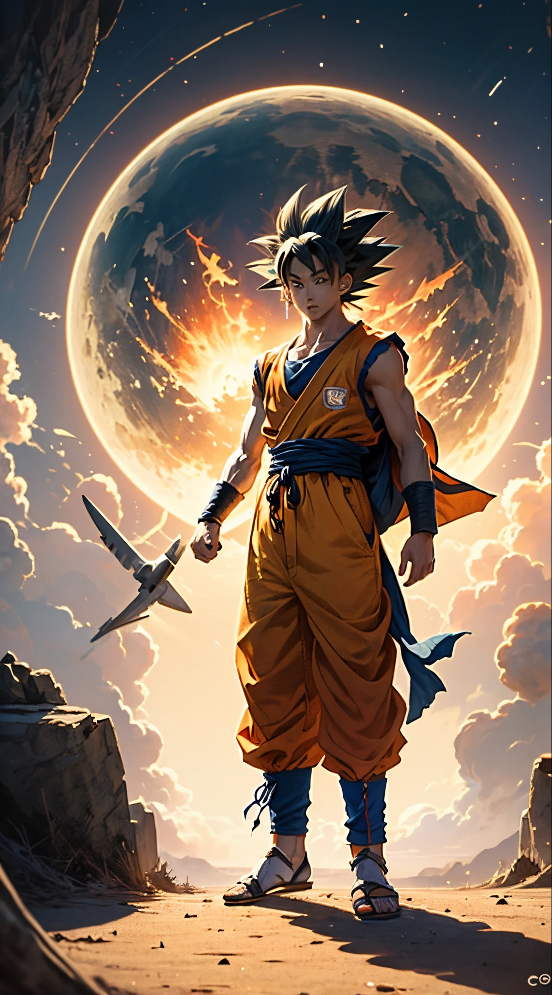 Desenhe o Goku com a roupa da chichi