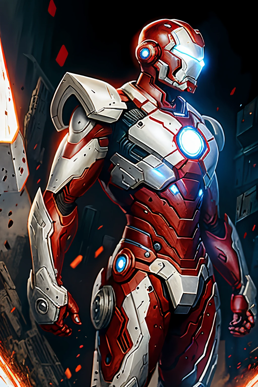 like marvel's war-machine, helmet like ironman, armored full white color