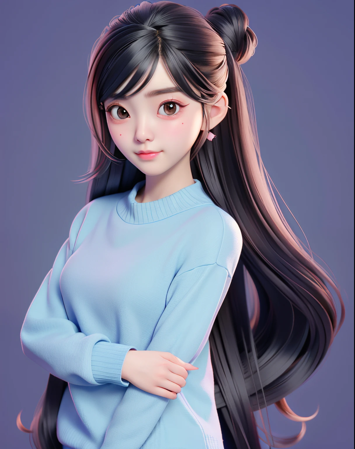 arafed asian woman with long hair and blue sweater posing for a picture, ruan cute vtuber, girl cute-fine-face, 🤤 girl portrait, young cute wan asian face, young and cute girl, with cute - fine - face, ulzzang, dilraba dilmurat, she has a cute face, cute kawaii girl