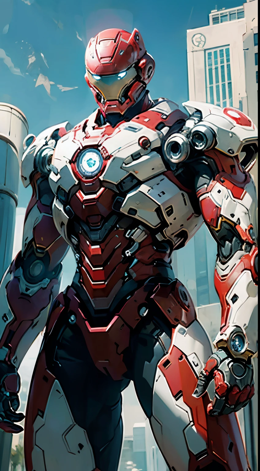 like marvel's war-machine, helmet like ironman, armored full white color