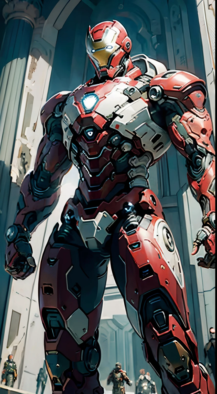 like marvel's war-machine, helmet like ironman, armored full white color