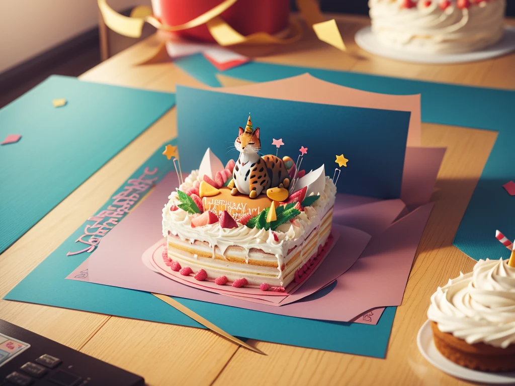birthday card,Cartoon animals,The birthday cake