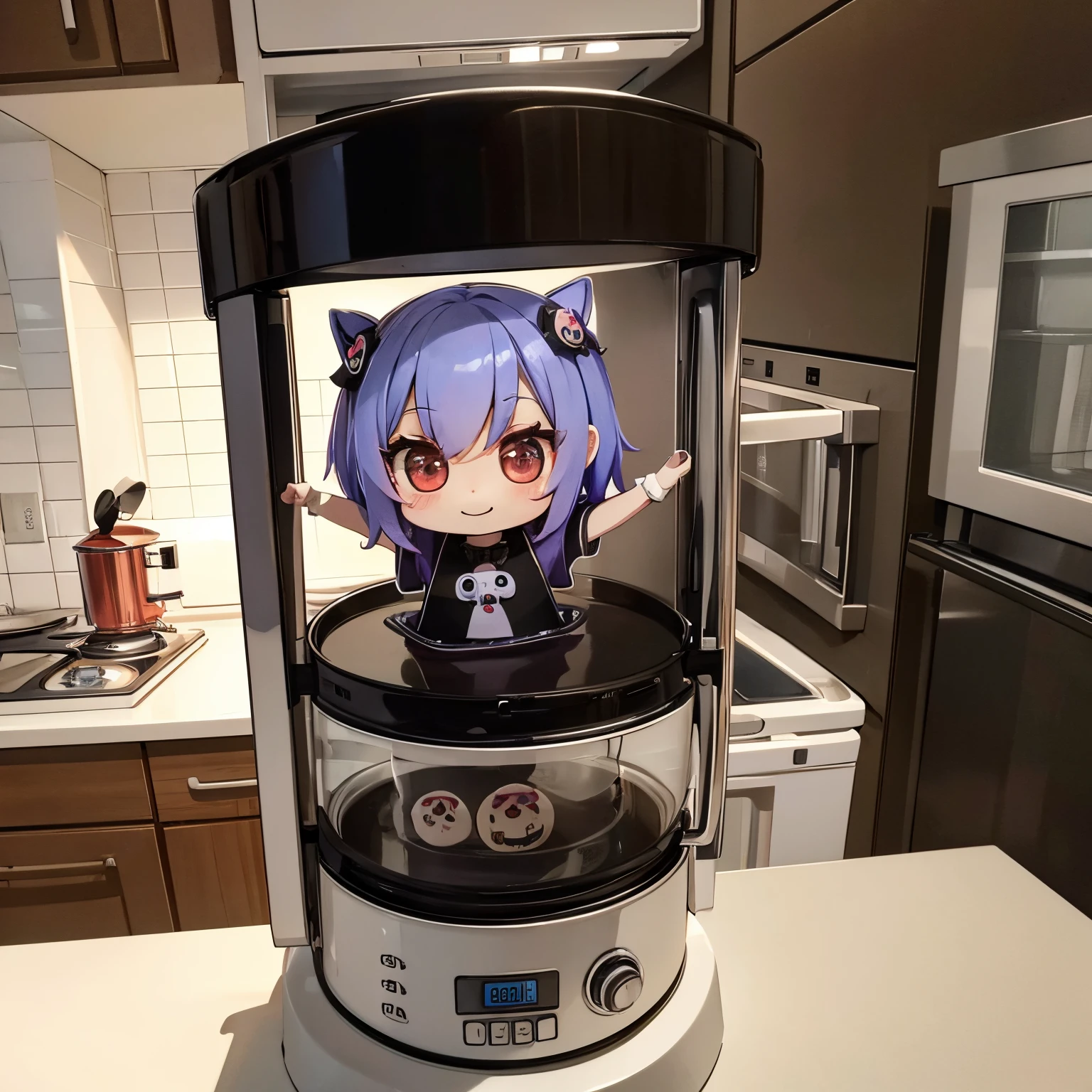 Spooky Kitchen Appliances, chibi chara, masterpiece, best quality, super detail