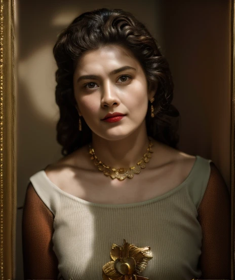 Mujer arafed con un collar y un collar de perlas posando para una foto., Retrato de la Darna moderna, inspirado por Yousuf Karsh, Retrato de medio cuerpo de Juliana, Mami Wata, Emperatriz kazaja, Retrato a mitad de plano, por Alison Geissler, Retrato promocional, Una mujer joven como Genghis Khan, Erwin Olaf, classic portrait, por Natasha Tan