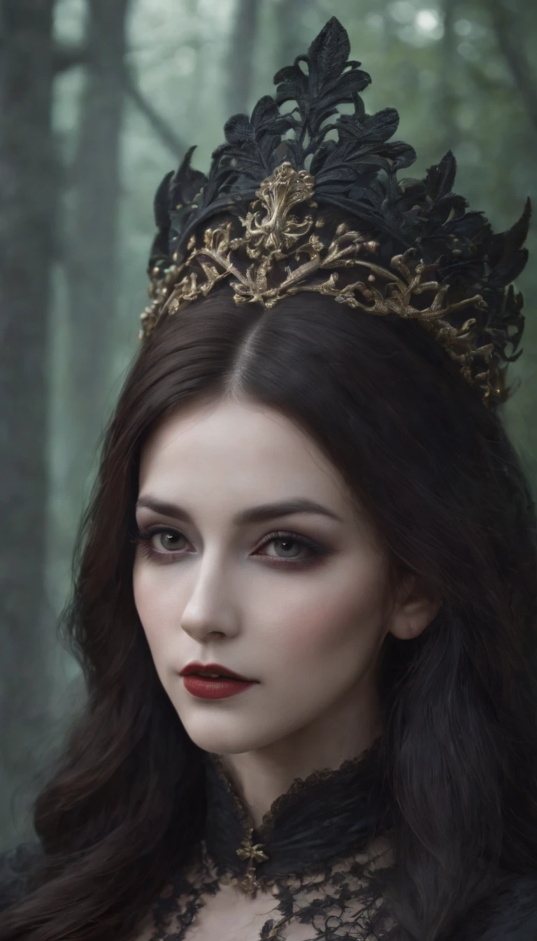 a close up of a woman with long hair and a dress, concept art inspired by Tom Bagshaw, pixiv, gothic art, gothic maiden, gothic maiden anime girl, beautiful vampire queen, dark fantasy style art, gothic fantasy art, beautiful vampire female queen, dark fantasy art, gothic maiden of the dark, gothic art style, vampire girl
