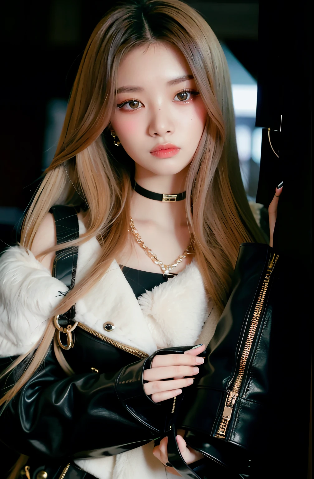 un primer plano de una mujer que llevaba un sujetador negro y una chaqueta negra, Parque Roseanne de Blackpink, Retrato de Jossi de Blackpink, Jossi de Blackpink, Blackpink Jennie, Lalisa Manoban de Blackpink, JIA, Parque Ji-min, Jisoo de Blackpink, cruel korean goth girl, Jisoo de Blackpink, Retrato Jisoo Blackpink, portrait of female korean idol with one eye covered by her hair