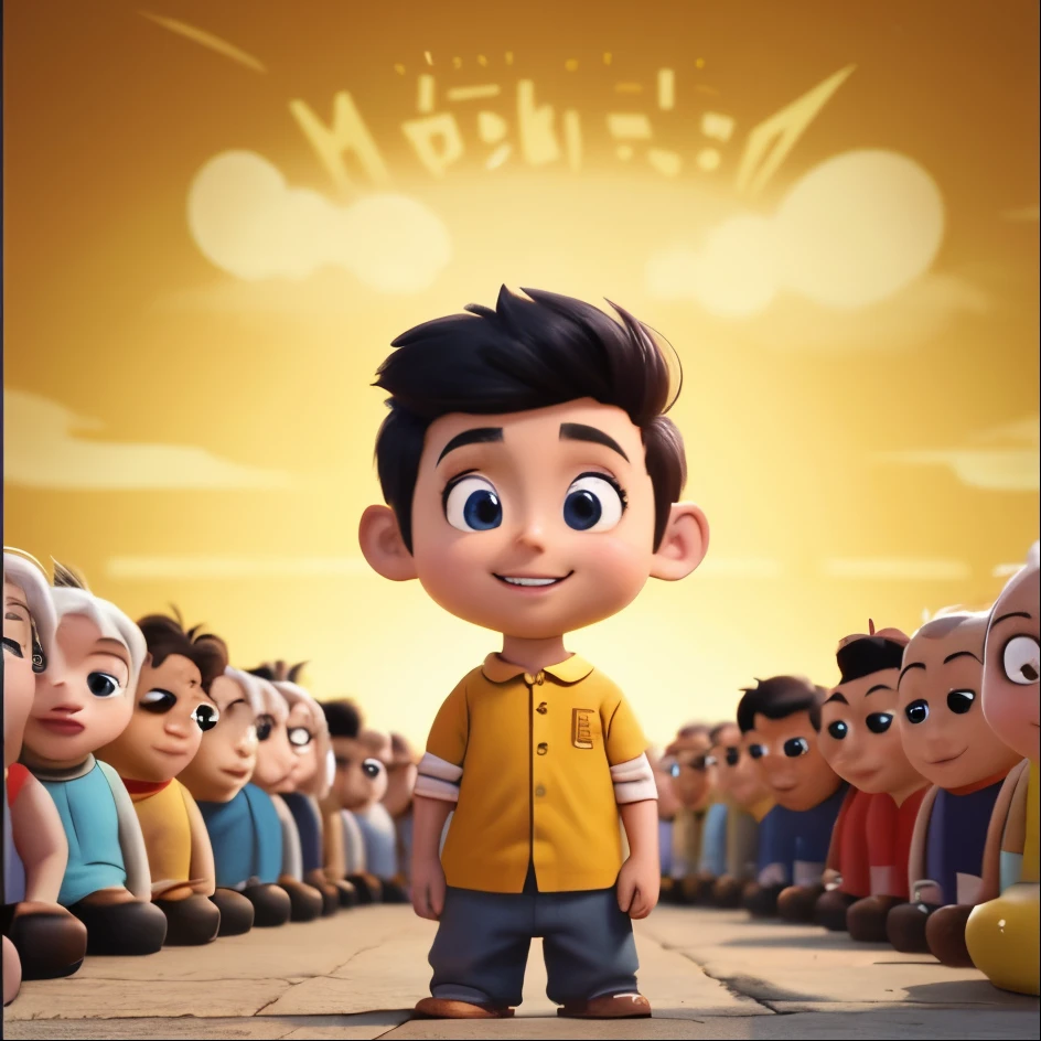 a close up of a cartoon character standing in front of a group of people, animated movie, animation film, animated film, he is greeting you warmly, movie promotional image, children's cartoon, 3 d animated movie, animated movie scene, screenshot from a movie, 3 d cartoon, style of cartoon, animation character, animated movie still, ismail, cute cartoon character
