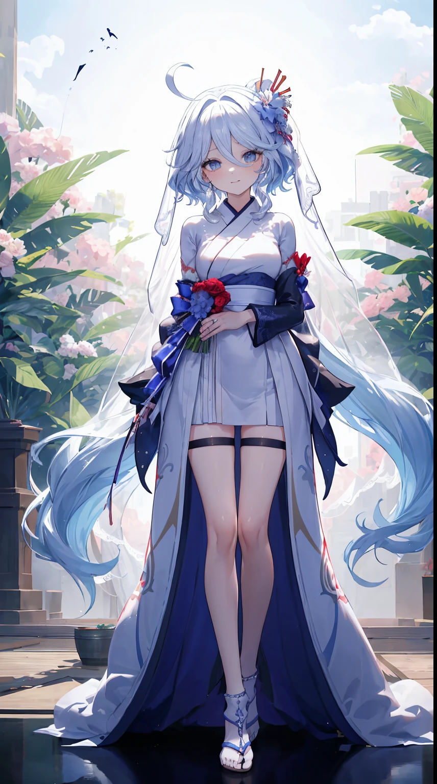 Furina Focalers | genshin impact, master-piece, bestquality, 1girls,25 years old, proportional body, proportional., Wedding Dresses, White Wedding Dress, Long skirt, wedding, ,bara, Standing in the middle of a flower garden, outdoor, wedding, The sky is beautiful, In a paradise of love and happiness..........................................................................., The bride wears a Japanese dress and a seductive smile..........................................................................., The passage of time stops at theirs..........................................................................., On this wedding day of love and happiness..........................................................................., Bright and beautiful flowers, Holding it in her hands symbolizes the envelopment of love..........................................................................., Love and friendship through the transmission of flowers, In a paradise of love and happiness..........................................................................., A bride in a yukata wearing a masika..........................................................................., It is a form of beauty and elegance..........................................................................., Show your spouse your heart.........................................................................., In a paradise of love and happiness..........................................................................., Kochikugisa is the tree of new beginnings..........................................................................., And their love and affection........................................................................, And suck a lot of love..........................................................................., Flowers represent love and peace..........................................................................., In a paradise of love and happiness..........................................................................., View viewers from the front., Thigh strap, Head tilt, bored, 10, 10, HD, slight smile,