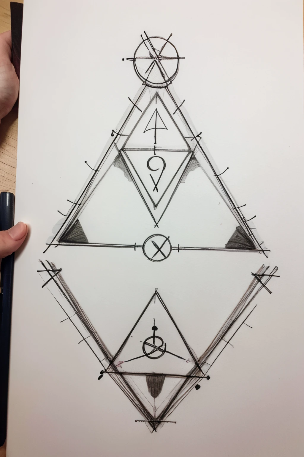 create an alchemical symbol drawn on paper to represent necromancy