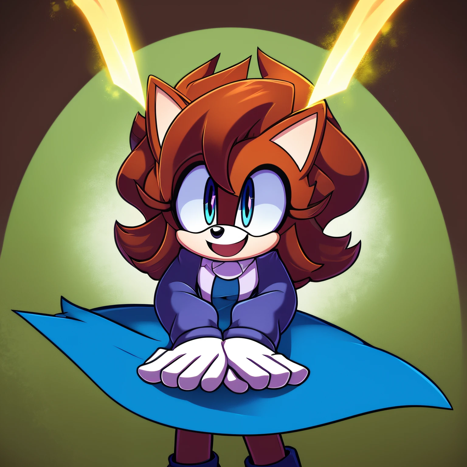 uploaded the e621, beautiful and detailed, woman (((female))) ((anthro)) Fox, (Averi, Fox girl), cinematic lighting, Fox, (anthro, fluffy fur), anthro fox girl, body fur, curvy, sexy, nice, cute, hot, comfortable anime-style cartoon-style, digital drawing, SFW, flat chest, green eyes, nervous smile, sassy, sassy hips, smug, fangs, looking at viewer, simple background, tilted head, leaning sideways, wizard hat, striped thigh highs, holding lightning projectile in hand, lightning projectile, electricity magic