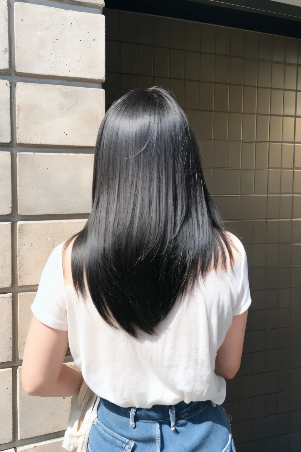 best shiny hair、Transparent hair、concrete tile wall