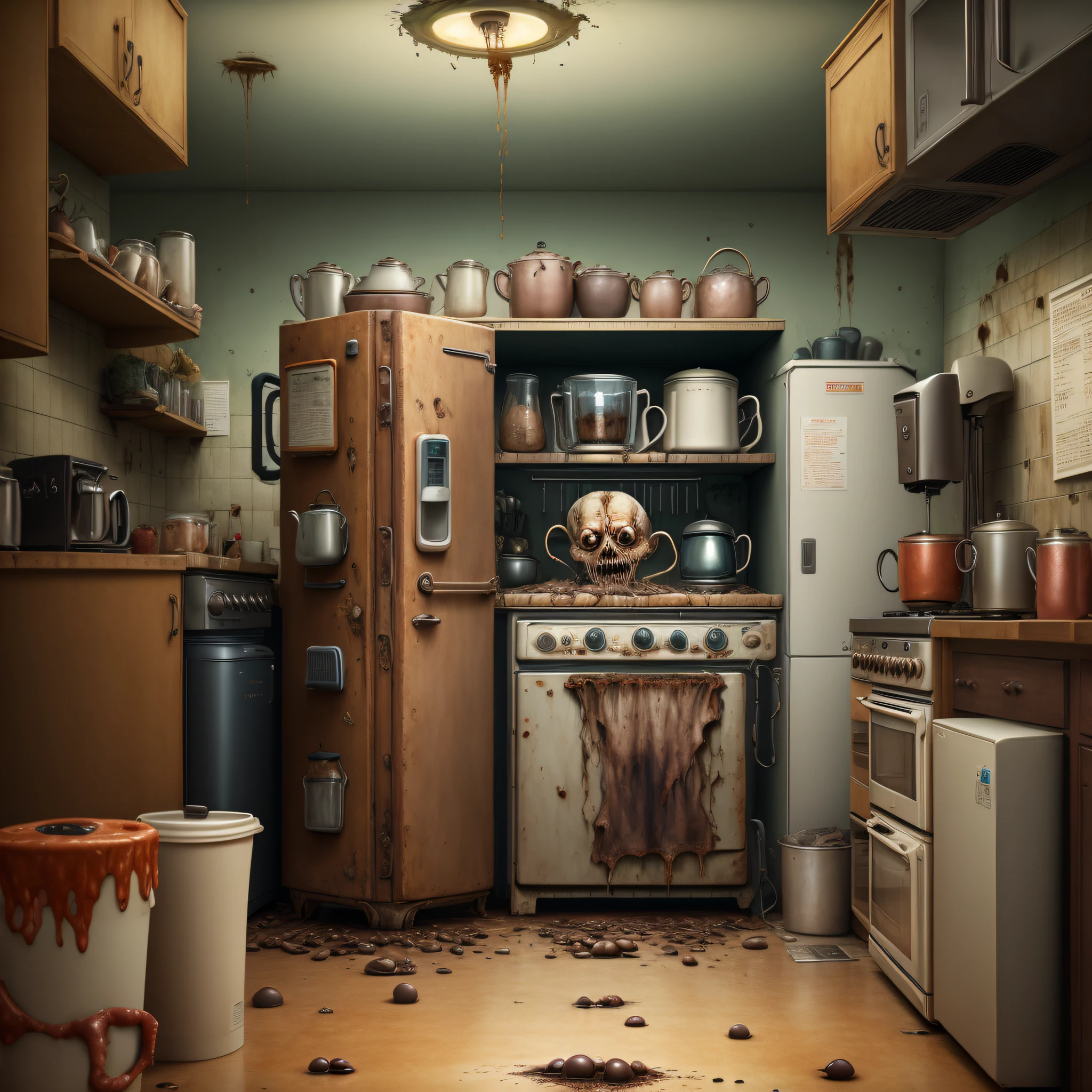 (Spooky Kitchen Appliances), (coffee machine), scary, creepy, squalid, disgusting, causes panic