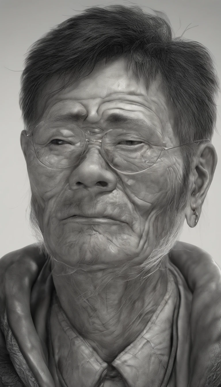 China-style。ink portrait,【God-man】front portrait,Audience visual inspection,Immortal Wind Road Bone,White-haired old man,The eyes are round,Very depressing,elegant appearance。Earthy yellow background,Paper texture。hyper HD, retinas, tmasterpiece, Acura, Anatomically correct, Award-Awarded, high high quality, high detal, super detailing, ctextured skin, Best quality at best, A high resolution, 1080p, k hd, 4K, 8K, 16k。