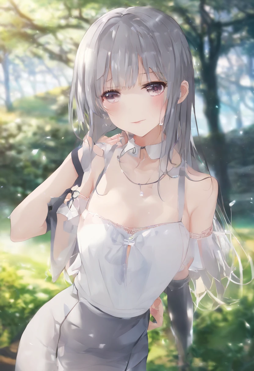 18 years old female, long whitr hair, RAW photogr, bokeh (hentail realism: 1.4, actual), High detail CG unified 8K wallpaper, 1个Giant Breast Girl, ((slim: 1)), (little breast: 1), back to the audience, ((View directly from the front)), (Head office skin: 1.4), 8k ultra high definition, Digital SLR, softlighting, high qulity, filmgrain, 富士XT3, ((校服, short skirt,sheer revealing dress:1.5)), ((external, at park))) Long beads, sportrait,((Short hair layered, black hire,smallunderboob:1.2)),(view the viewer:1.4),(Full body lesbian:1.8)