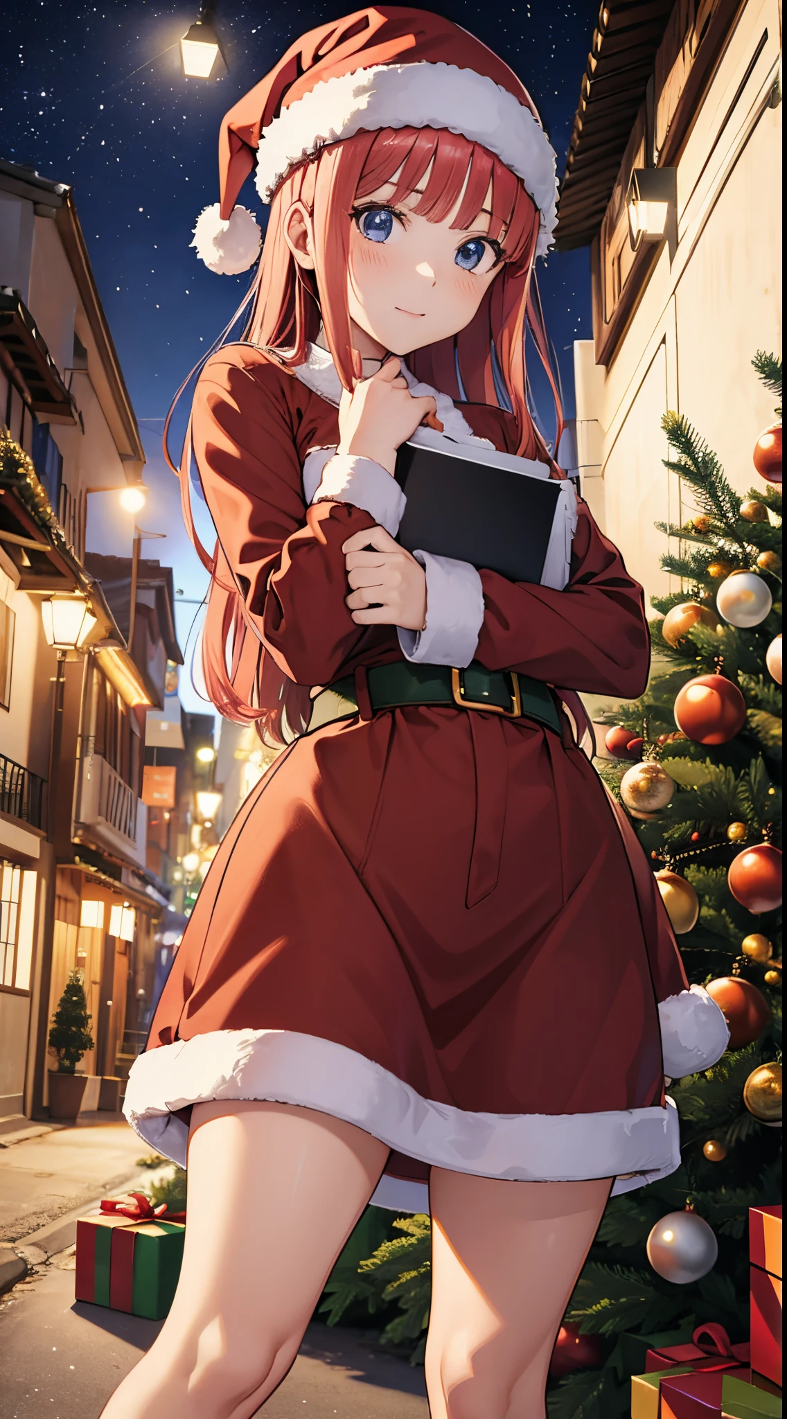 Nino Nakano ,manos detalladas,dedos detallados,pose sexy,Christmas Clothes,casa y pino con regalos