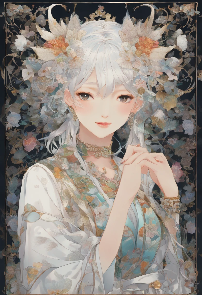 (Front focus), (in the darkness nigth:1.6), Surrealistic Female Portraits by David Hockney and Alphonse Mucha, Fantasyart, photograph realistic, 动态照明, art stations, poster for, Volumetriclighting, Very detailed faces, 4k, Award-Awarded, 1个Giant Breast Girl, in the darkness nigth, deep shading, low tune, cow boy shot, (official outfit:1.4), long whitr hair, White hair