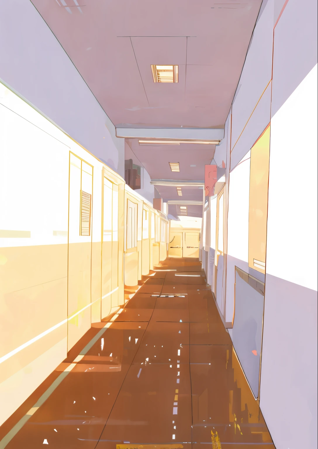 school hallway,There is a long corridor, vanishing point perspective, overlapping perspectives, interior background art, hallway landscape, point perspective, one-point perspective, A little perspective, a long hallway, two point perspective, 2-point perspective, one-point perspective, multi-point perspective, 2-point perspective, two point perspective