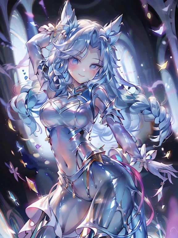 Slime Knight Girl, Transparent,blue body. with a beautiful face, ssmile, woods