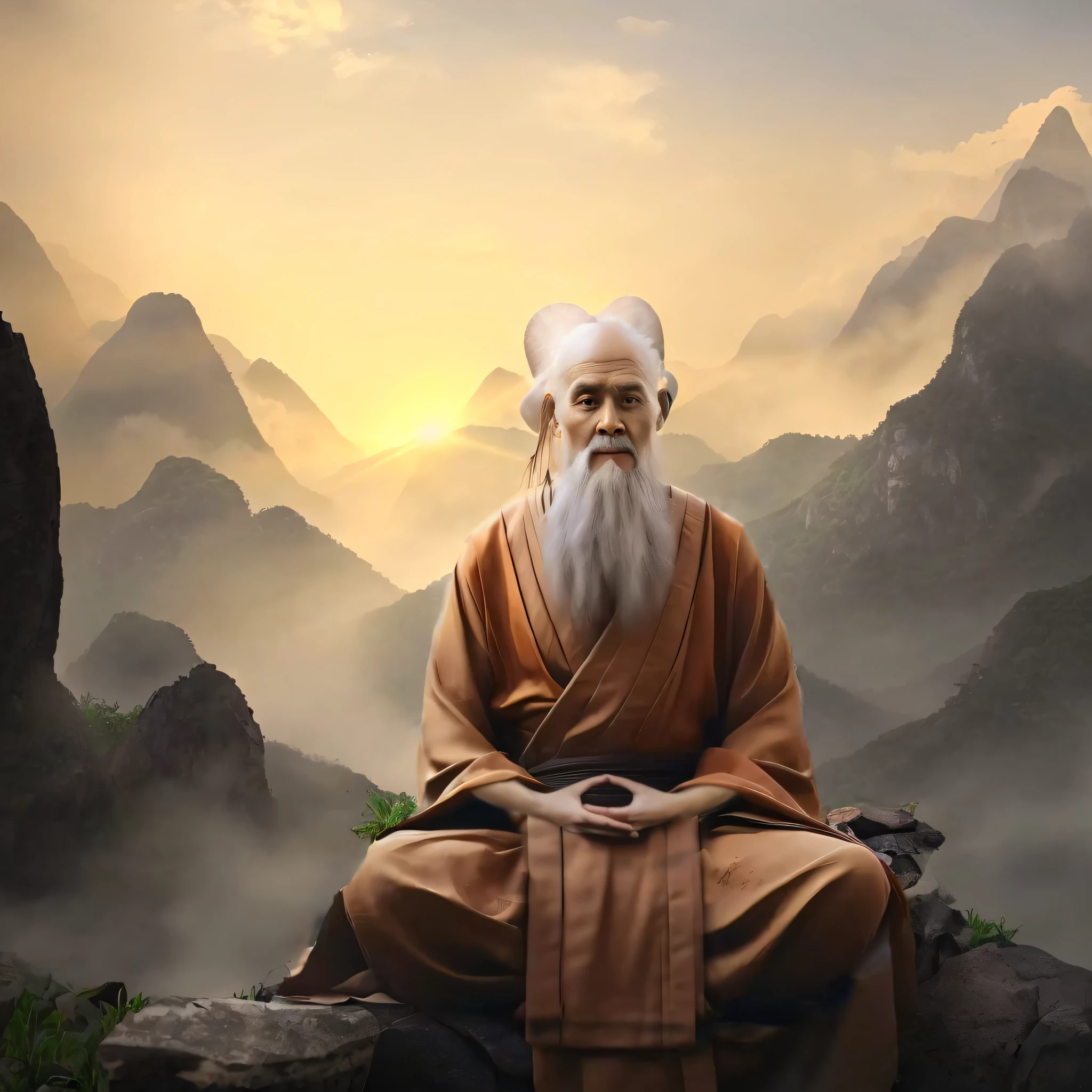 The background is flowing mountain water, China-style, the detail, 电影灯光, High quality --ar 3:4[photo],