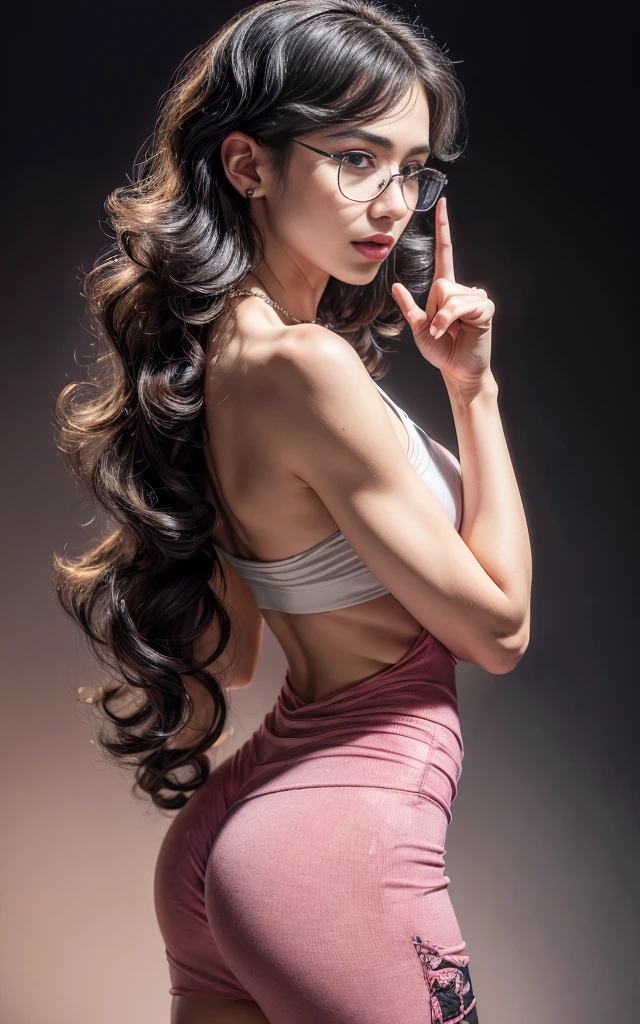 (8K, Masterpiece, RAW photo, Best quality, detail:1.3), (ultra realistic:1.4, scenary, 8K), Depth of field, Cinematic light, (ultra realistic face), (1 solo girl:1.7), (Beautiful and elegant Russian girl), ([tight miniskirt|tight leggings|tight skinny jeans|tight minidress|tight skinny minishorts]:1.4, [(vivid red)|white|pink|purple]:1.5), (skinny girl with glasses), (European face:1.3), (natural abs), (full body:1.5), ([tight minitop|tight jacket]:1.4), (small necklace, collarbone:1.1), ([long hair|short hair]:1.5), (ultra detailed skin:1.4), (soft mate fabric:1.3), ([frontal pose|side profile pose|back profile pose]:1.5), (face looking at viewer:1.5), (perfect hands:1.2), ([black hair|blonde hair]:1.4), ( Retro Finger Wave Bob hair:1.5)