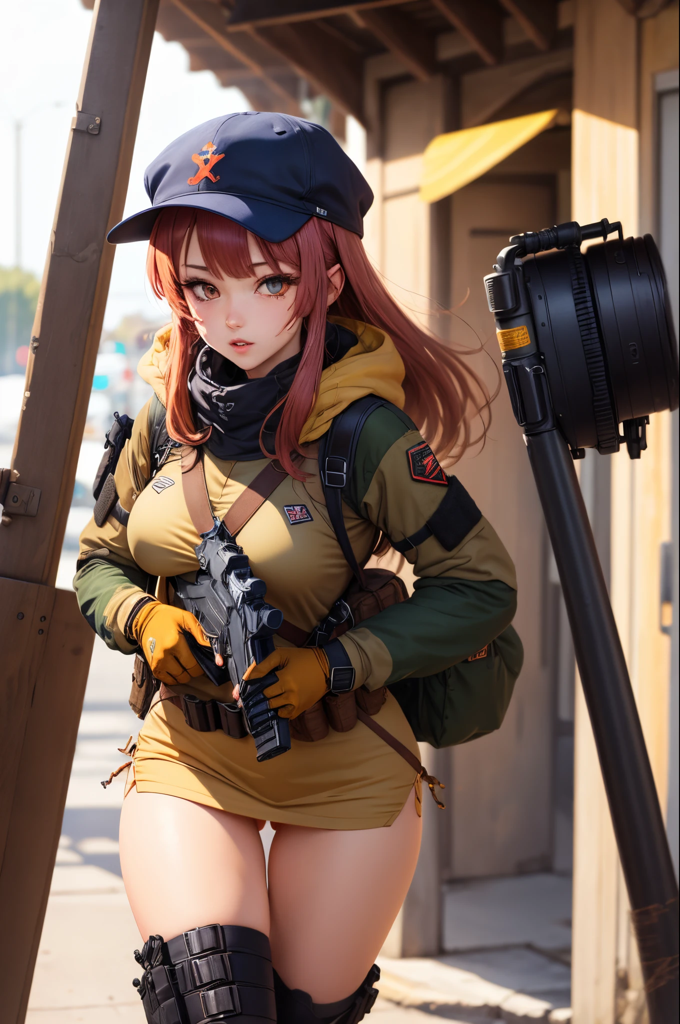 Anime Femeale character named Dexx, tactical gear.
