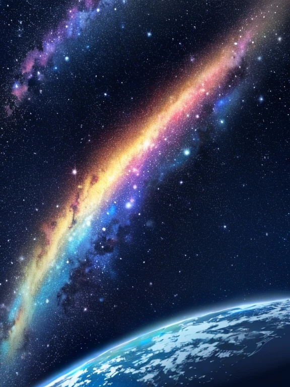 (highres, best quality:1.2), radiance, soft contours, beautiful drawing, detailed background, bright colors,
Red arrow in blue cosmos, milky way, galaxy