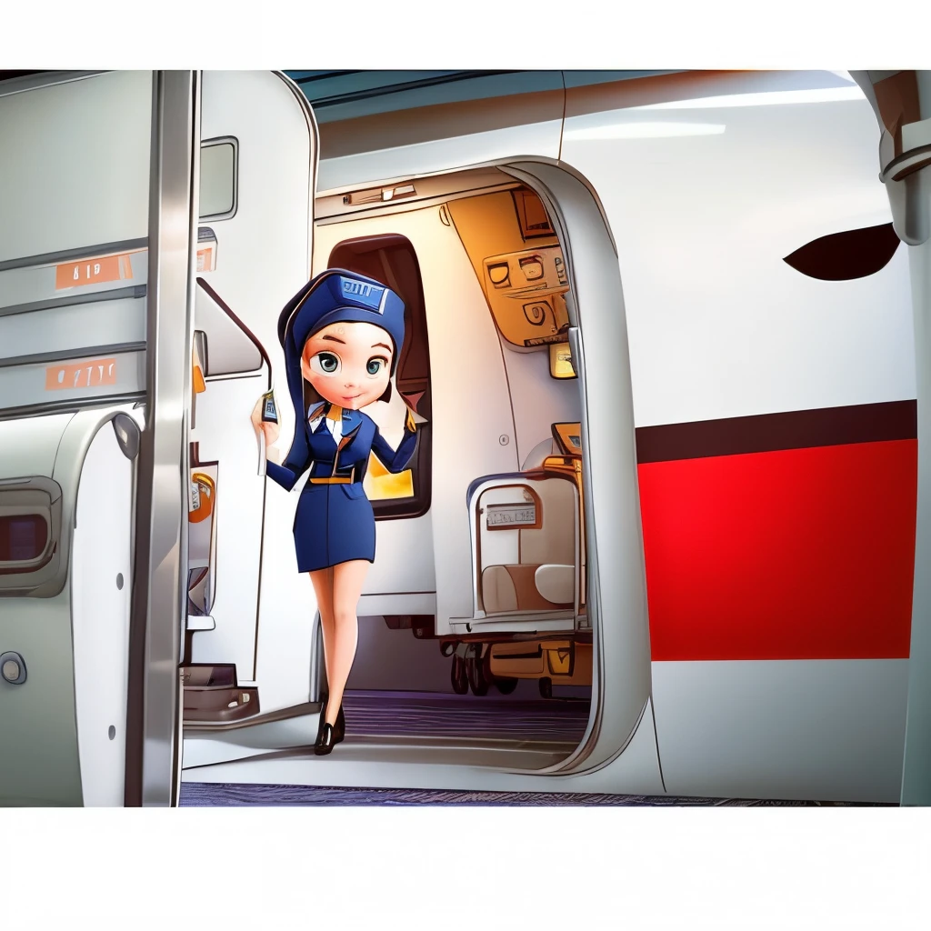 A female stewardess stands in front of the airplane door, Welcome passengers aboard,The airplane seat is on the far right.
Best quality at best, pixar-style, Illustration style,
((Best quality at best)), ((tmasterpiece)), (Detailed pubic hair) If you want Anime-2,Please start the prompt with.5D type