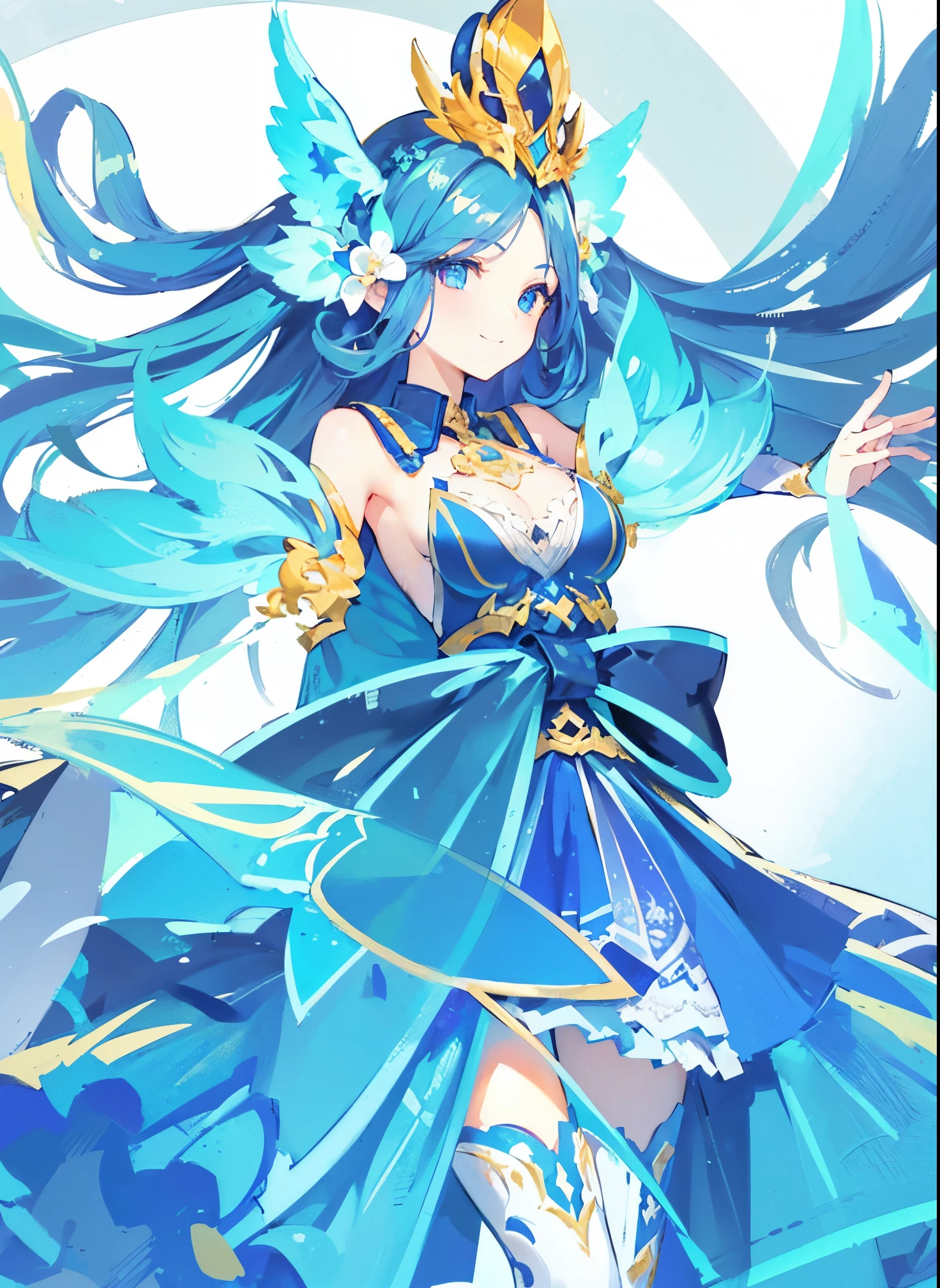 (((tmasterpiece:1.4,best qualtiy))+,(hyper-detailing)+,(Ultra-detailed eyes)+,(Ultra-detailed hair)+,blue colored eyes,Girl with a smile