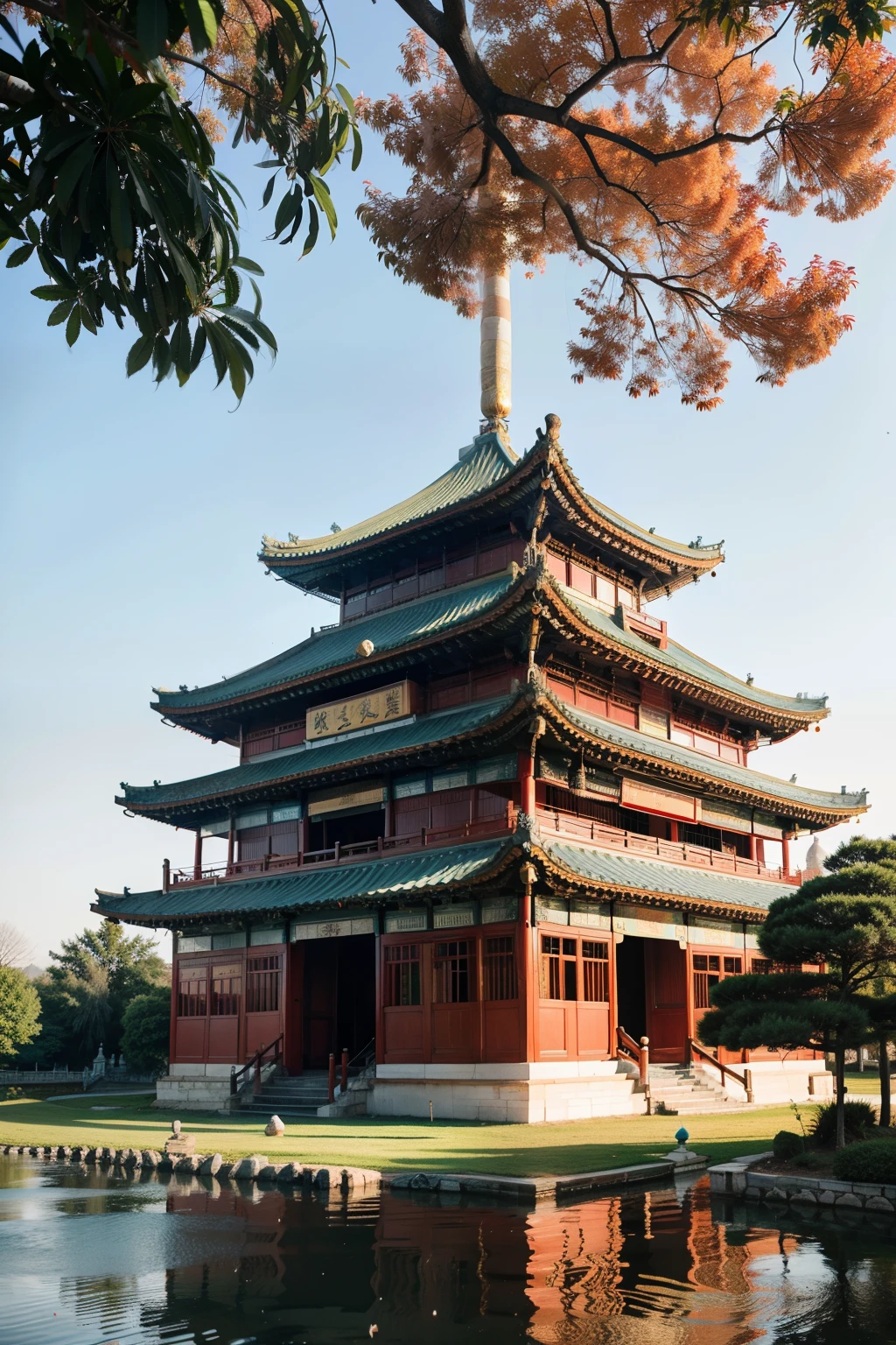 A Chinese style Chinese palace,palace floating in the air
