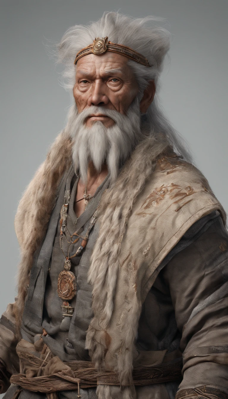 Old Man of the East，Frontal portrait of ancient figures，Visually inspect the audience，Immortal Wind Road Bone，White haired man。ginger clothes。Pale color background。hyper HD, retinas, tmasterpiece, Acura, Anatomically correct, Award-Awarded, high high quality, high detal, super detailing, ctextured skin, Best quality, A high resolution, 1080p, k hd, 4K, 8K, 16k。