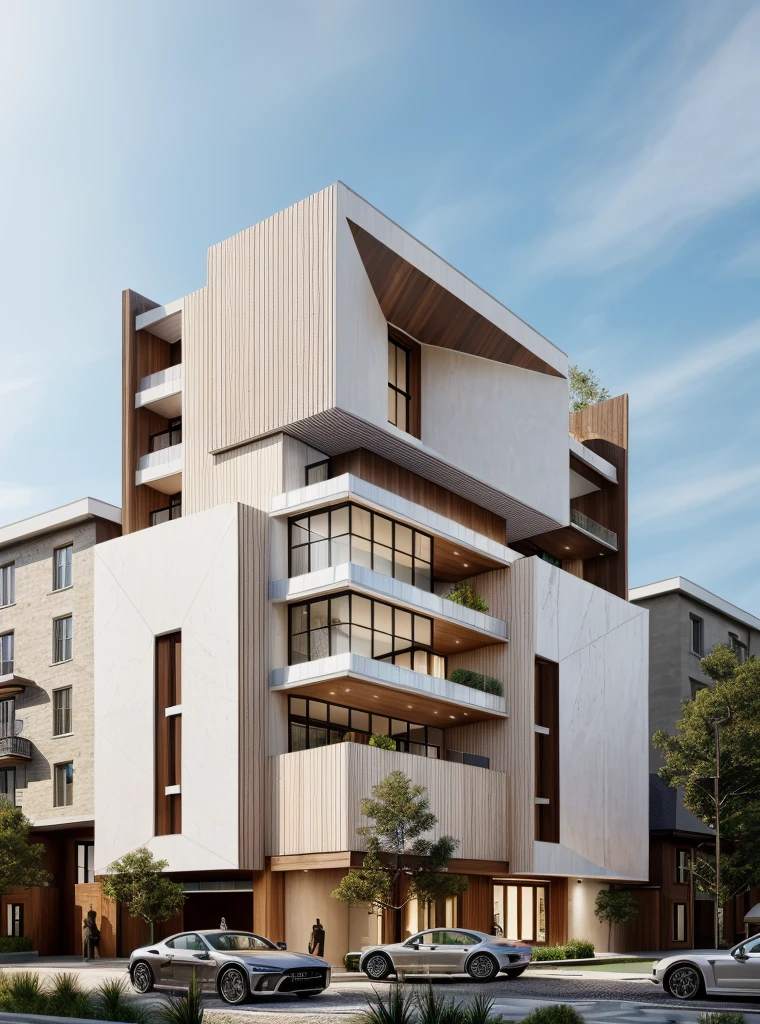 ((( best quality, masterpiece))), (hyper realistic, photo-realistic:1.2), high quality, (daylight:1.2), perfect lighting,
mordenhouse, main material (wooden , glass bancony, stone:0.2 ,white wall , wam white ), building, morden house, modern, dynamic light, daylight