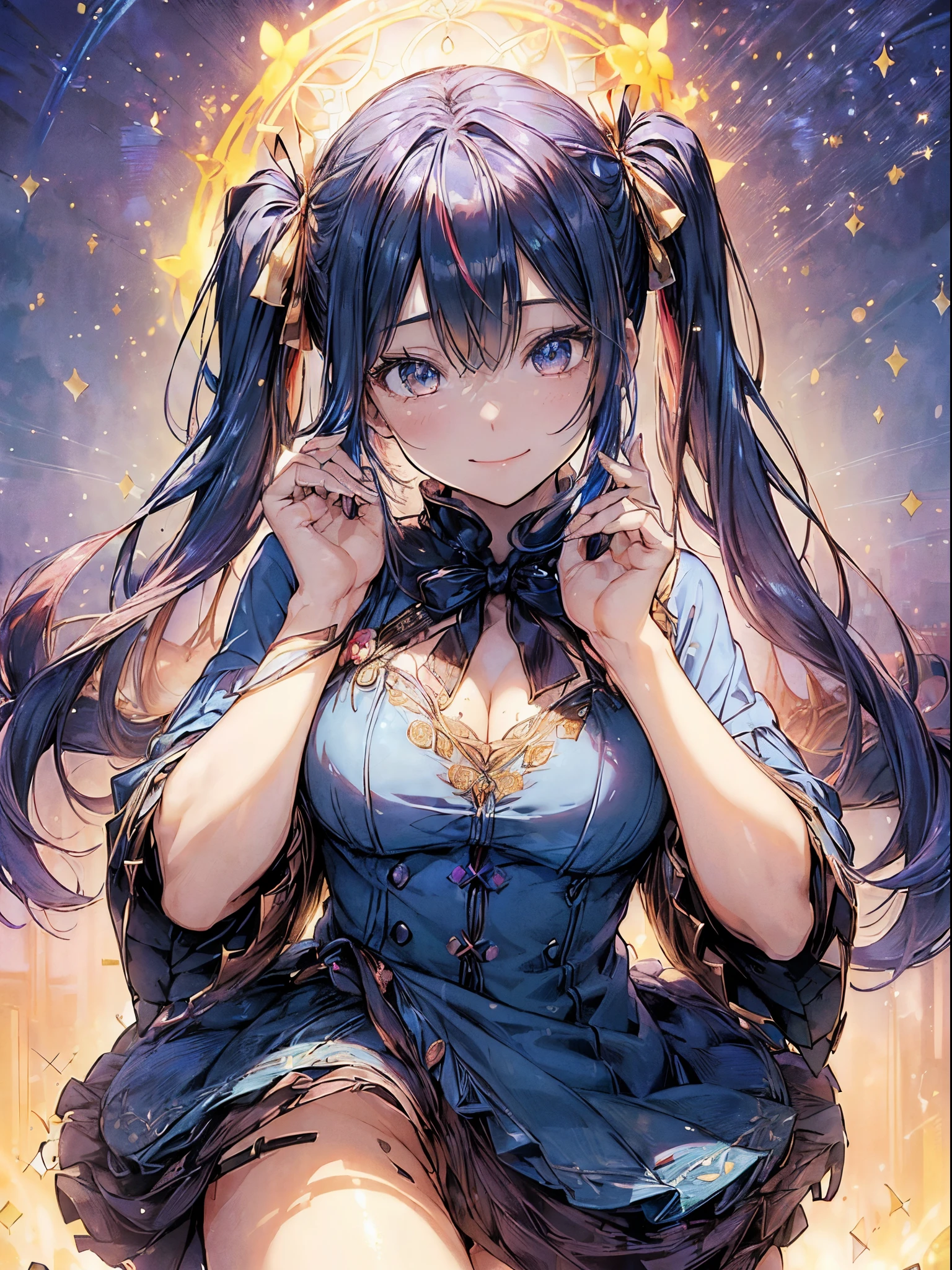(1girl), (ultra detailed), unique girl, unique colorful outfit, multicolored hair, outside, (Masterpiece), (Best quality), (8k)