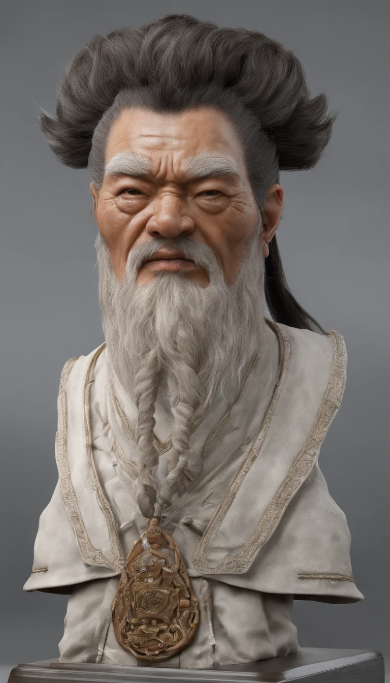 Old Man of the East，Frontal portrait of ancient Chinese figures（Portrait of the Master 1.0），Look ahead（Lens perspective），Immortal Wind Road Bone，White haired man，hair-bun，no headwear。ginger clothes。Gentle background。hyper HD, retinas, tmasterpiece, Acura, Anatomically correct, Award-Awarded, high high quality, high detal, super detailing, ctextured skin, Best quality, A high resolution, 1080p, k hd, 4K, 8K, 16k。