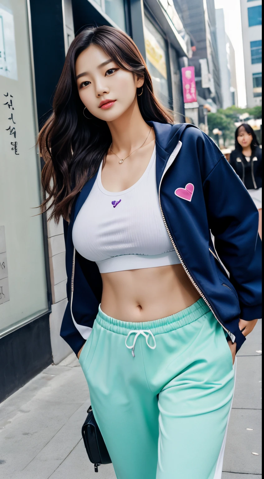 In the rhythm of the city&#39;s pulse，Calling the hearts of Korean women，Open the magical door to sports and leisure。Discover that unique fashion element，Sports and leisure go hand in hand，Create the perfect harmony of fashion and practicality，Look at breasts 1：3。Wear the magic of athleisure，Korean women feel the lightness of freely traveling through the city。No longer bound，Life becomes like a comfortable adventure，The magic of fashion and practicality makes him confident every step of the way。Korean women convey their fashion excitement on social media，Ignite the craze of sports and leisure。More and more hearts are beginning to follow this fashion mantra，Enjoy the magical beauty of movement and comfort