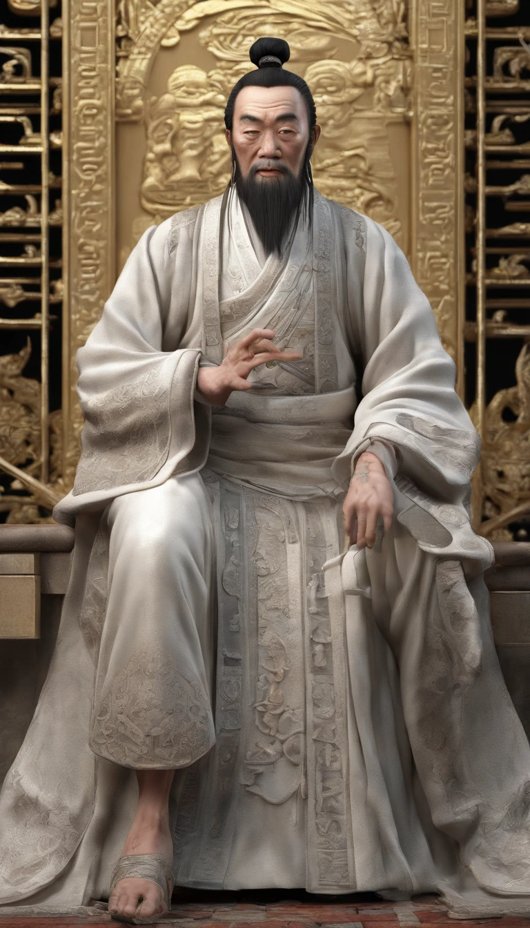 Old Man of the East,Frontal portrait of ancient Chinese figures(Portrait of Confucius 1.0),Visually inspect the audience(Lens perspective),Immortal Wind Road Bone,White haired man,hair-bun,no headwear。ginger clothes。Gentle background。hyper HD, retinas, tmasterpiece, Acura, Anatomically correct, Award-Awarded, high high quality, high detal, super detailing, ctextured skin, Best quality at best, A high resolution, 1080p, k hd, 4K, 8K, 16k。