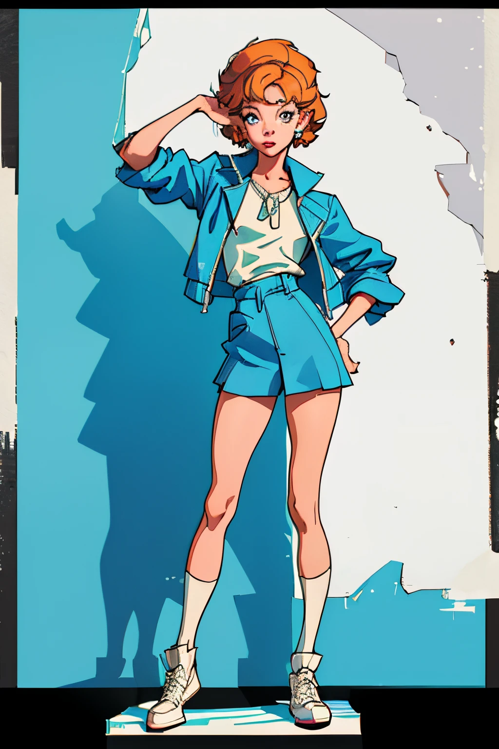 (best quality, masterpiece), 1boy, 1980s \(style\), looking at viewer, pinup \(style\), full body,
