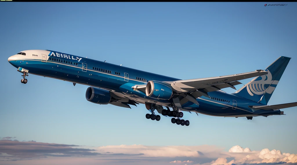 Jet airliner、Boeing777-300、(((top-quality, masterpiece))), (((ighly detailed)))