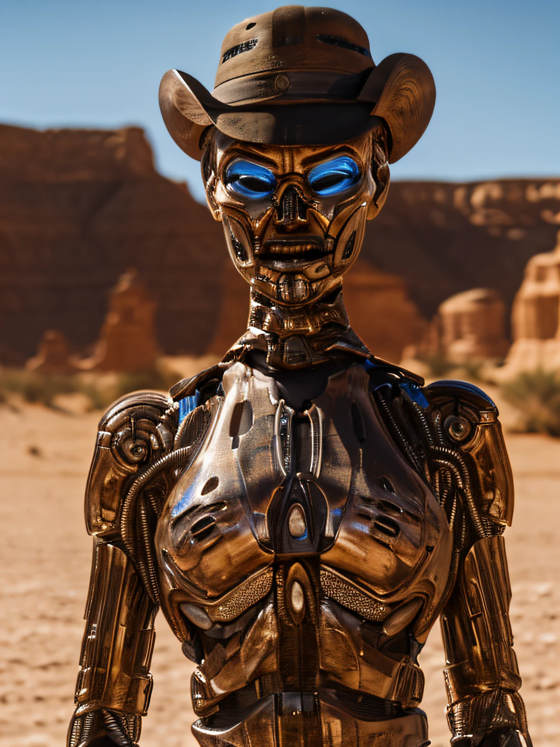 realistic, TX in a desert, daytime, realistic lighting, (TX Endoskeleton:1.1), detailed TX endoskeleton, ultrarealistic TXendo, (deep focus), (sharp details), (very high quality), (ultra HD), (8K:1.0)