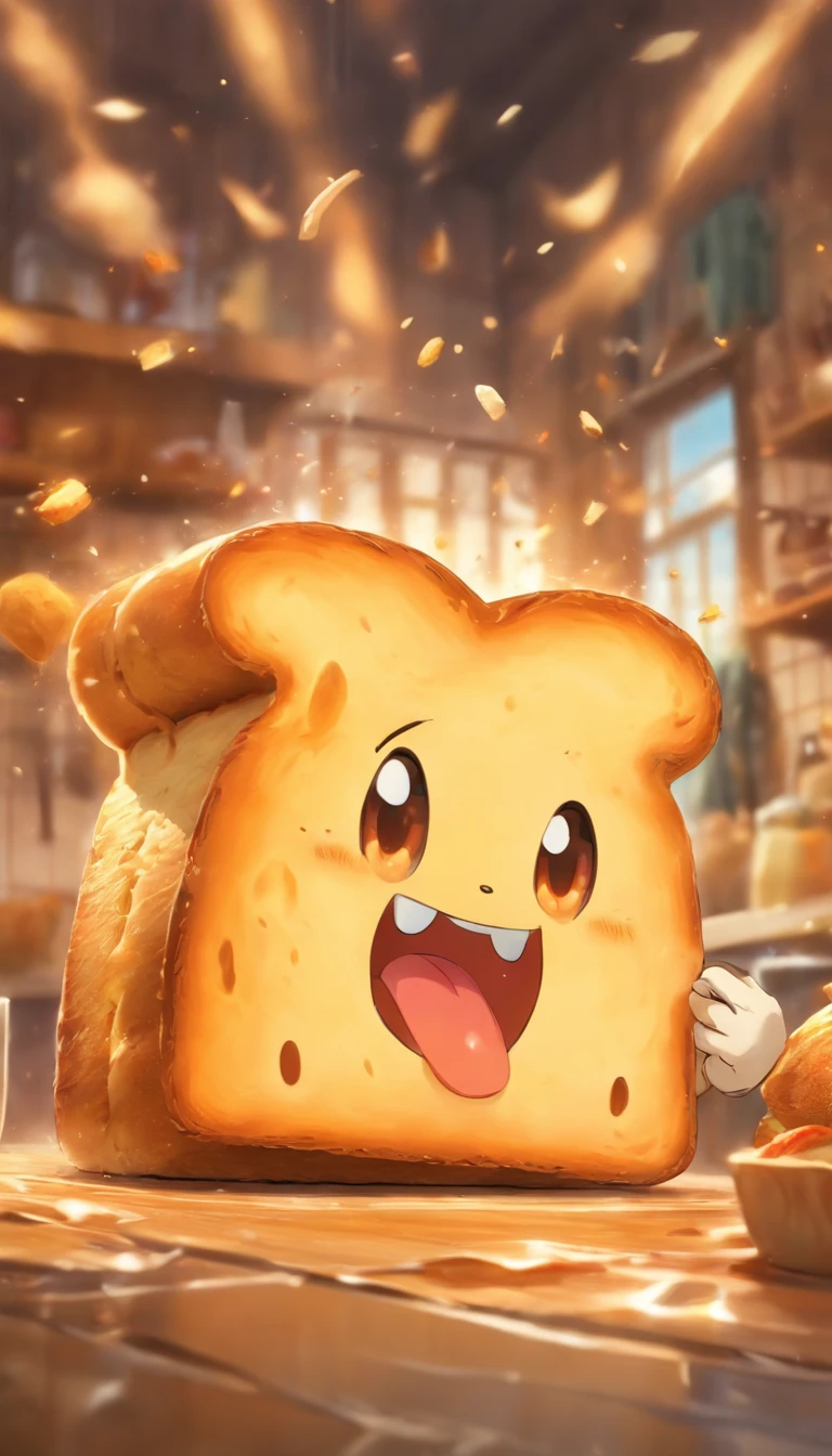 (masterpiece, best quality, ultra-detailed, 8k wallpaper, photorealistic), concept art, anthropomorpic bread toaster, a monstrous device, whimsical, menacing in the kitchen, cartoonish, vibrant