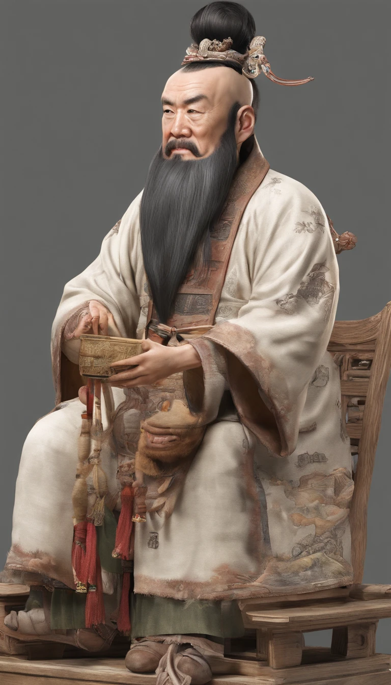 Old Man of the East,Frontal portrait of ancient Chinese figures(Portrait of Confucius 1.0),Audience visual inspection(facing at the camera),White haired man,hair-bun,no headwear,hair tying up。yellow clothing。solid color backdrop(Drawing paper texture 1.5)。真实感。hyper HD, retinas, tmasterpiece, Acura, Anatomically correct, Award-Awarded, high high quality, high detal, super detailing, ctextured skin, Best quality, A high resolution,k hd, 4K, 8K, 16k。