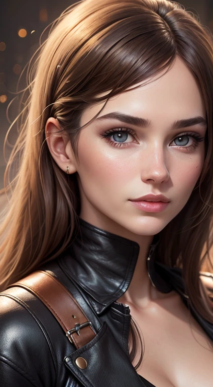 quality (photorealistic style, UHD, 16k, textured leather, high resolution), Portrait of a beautiful woman, ideal female face