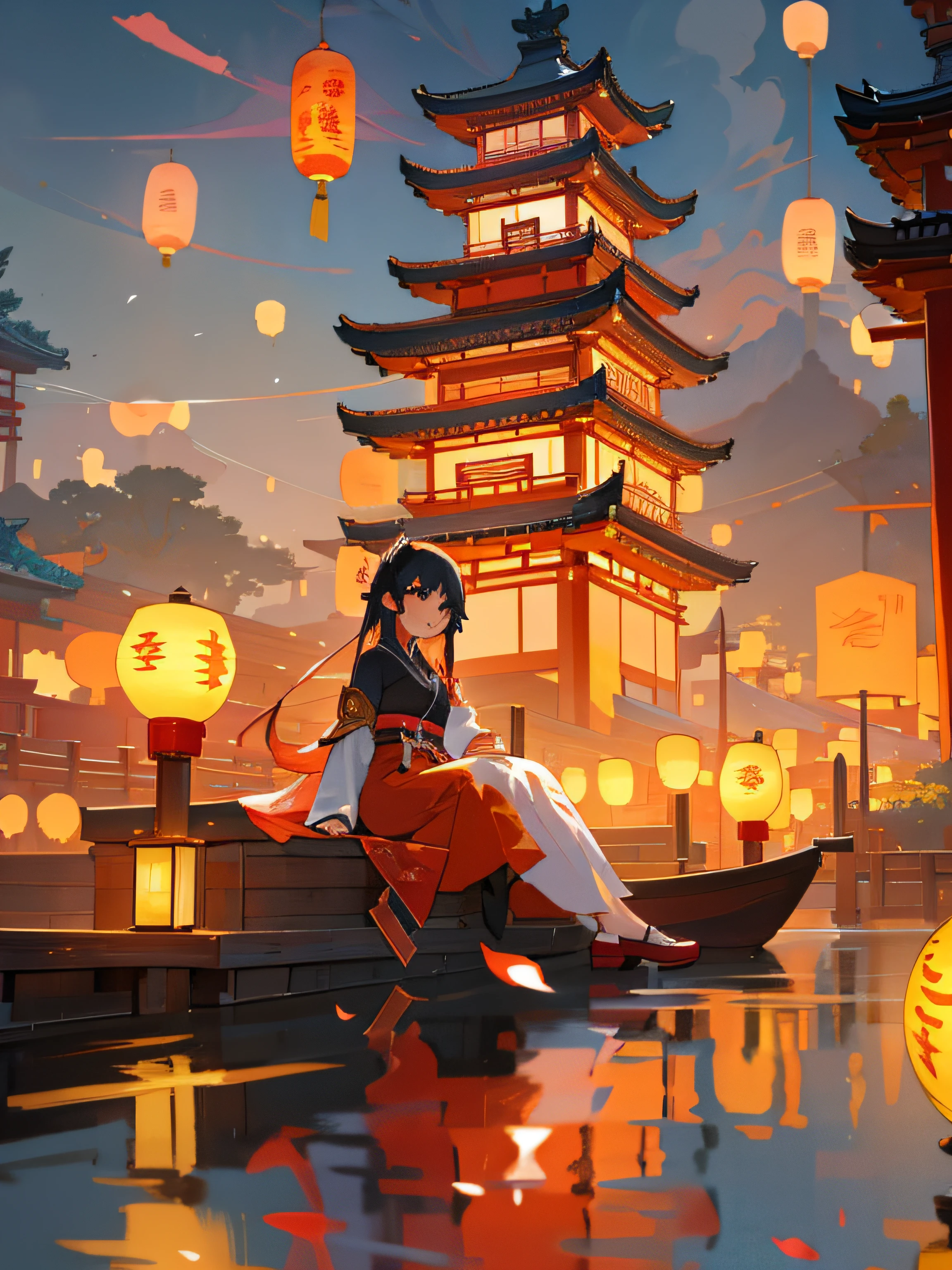 Anime girl sitting on a boat in the water，There are lanterns floating everywhere, Anime beautiful peaceful scene, Japan Art Style, ross tran. scenery background, beautiful anime scenes, author：heroes, First God, Anime art wallpaper 4k, Anime art wallpaper 4k, Japanese anime fantasy illustrations, beautiful anime artwork, Anime art wallpaper 8 K, anime backgrounds, Anime fantasy art piece with lanterns floating around it, Anime beautiful peaceful scene, Japan Art Style, ross tran. scenery background, beautiful anime scenes, author：heroes, First God, Anime art wallpaper 4k, Anime art wallpaper 4k, Japanese anime fantasy illustrations, beautiful anime artwork, Anime art wallpaper 8 K, anime backgrounds, anime fantasy artwork guweiz style artwork, palace ， A girl in Hanfu, guweiz, Alphonse Mucha and Rose Drews, author：heroes, Belle peinture de personnage, Popular topics on cgstation, Guys, guweiz on pixiv artstation, Anime girl sitting on a ledge in front of a big lantern, girl under lantern, guweiz, Hanayama Minamata, Guviz style artwork, 🌺 Computer Graphics Association, A masterpiece by Guwitz, anime lighting, Shen Haicheng, rossdraws global illumination, Artgerm and Atey Ghailan, by Shitao, Glow-in-the-dark photos of Chinese temples in video games, Dream Chinatown, Lanterns at night, floating chinese lampoons, Rosla global lighting, ross tran. scenery background, lanterns, Chinese Dreamland, 🌺 Computer Graphics Association, inspired by Andreas Rocha, [ CG social dynamics ]!!, author：heroes, Inspired by Liam Wong, author：Shitao Mid-Autumn Festival，Moon cake， Auspicious clouds, Red lanterns, Exquisite ancient Chinese architecture, , Ribbon vector line drawing, Yellow、Red and dark blue tones, abstract pictures, ultra-realistic realism, Clear background trends, Clear contour light, rim-light, like a dream, Dappled light, flatillustration,Disney  style, 8K, --with 9:16 --q 2 --two two 5