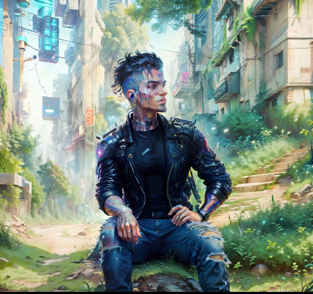 Change background cyberpunk handsome boy, realistic face. 8k, ultra high quality realistic,